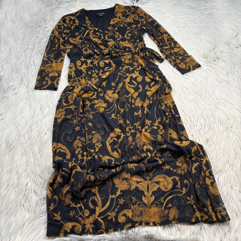 Connected Apparel Women's 4 Black Brown Mesh Midi Dress Whimsigoth Romantic